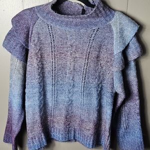 Vigoss Xlg sweater with ruffle sleeves. Blue and Purple